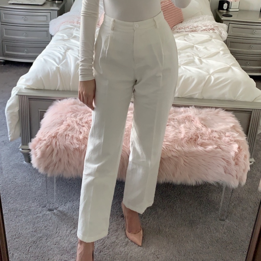 Brandy Melville white linen trousers